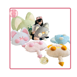 😻 Gối ôm mèo má phúng phính pastel – Siêu mềm, siêu yêu, siêu chill!